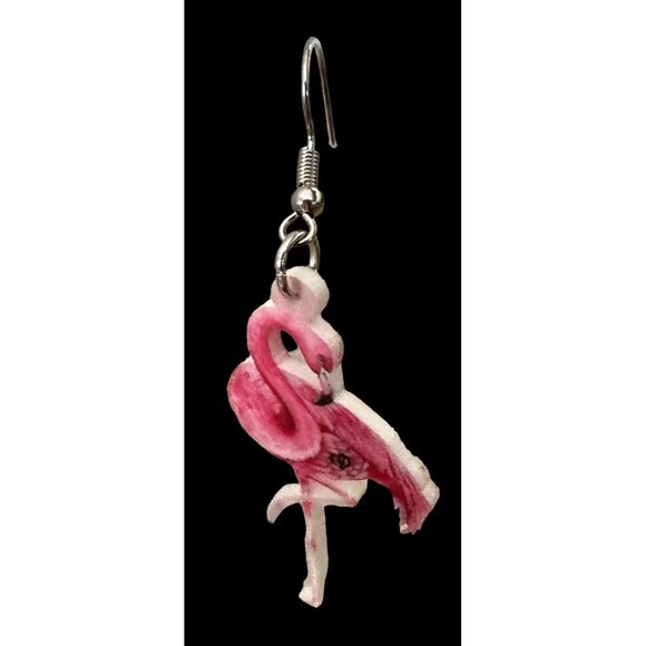 Pink Flamingo Earrings Dangle Hooks New Double Sided Las Vegas Florida B… - Picture 10 of 12